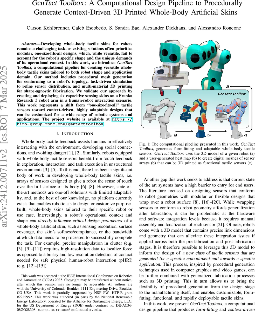 GenTact Toolbox: A Computational Design Pipeline to Procedurally Generate Context-Driven 3D Printed Whole-Body Artificial Skins