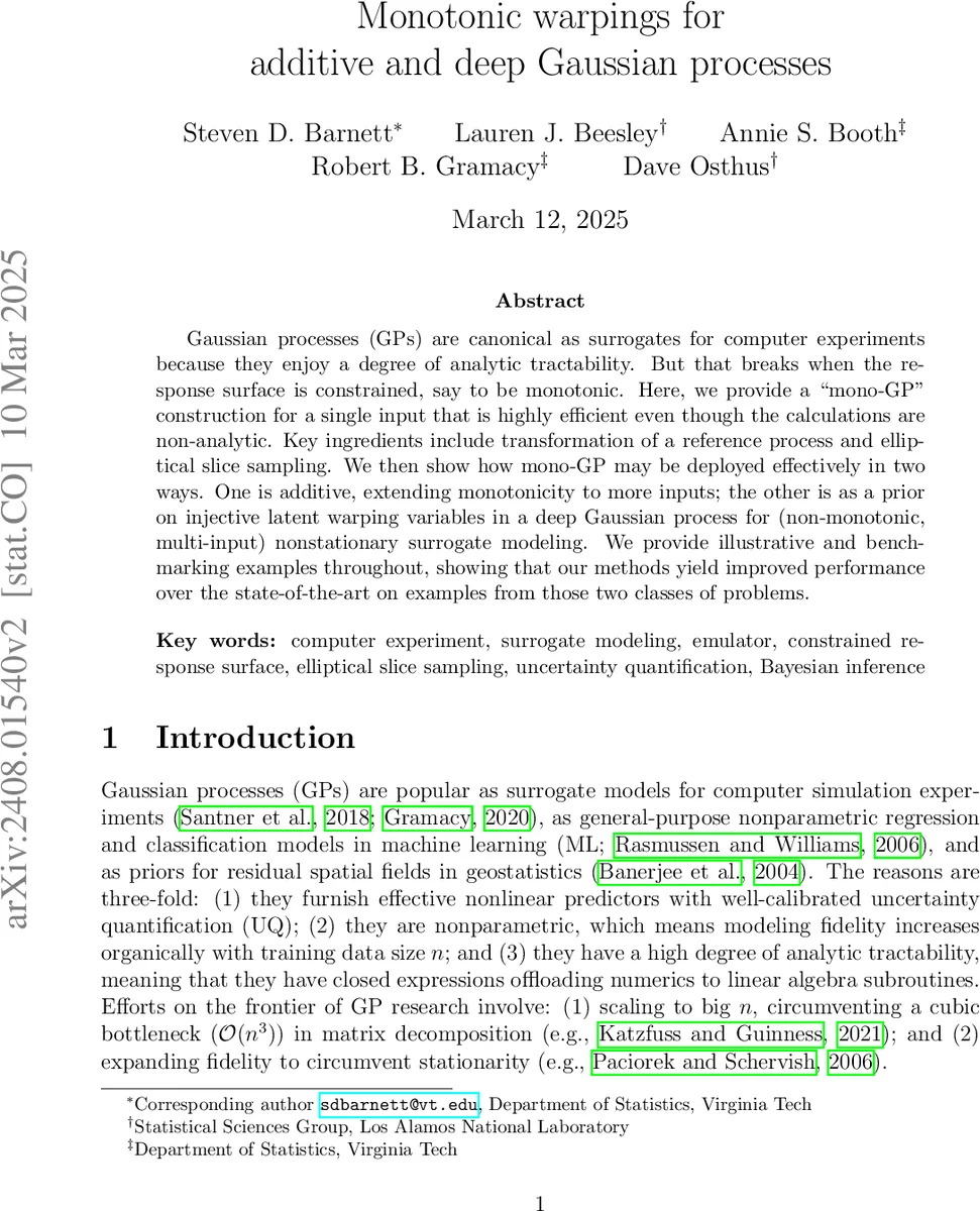 Monotonic warpings for additive and deep Gaussian processes
