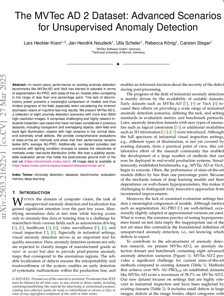 The MVTec AD 2 Dataset: Advanced Scenarios for Unsupervised Anomaly Detection