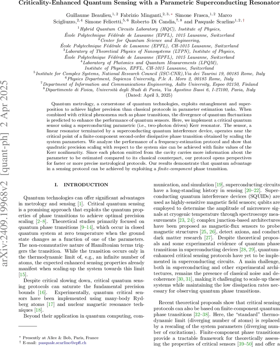 Criticality-Enhanced Quantum Sensing with a Parametric Superconducting Resonator