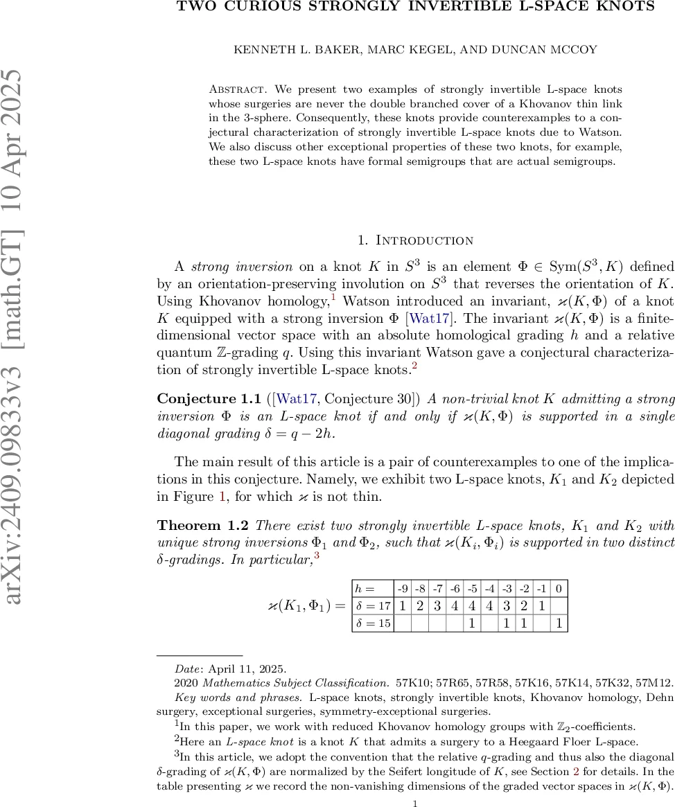 Two curious strongly invertible L-space knots