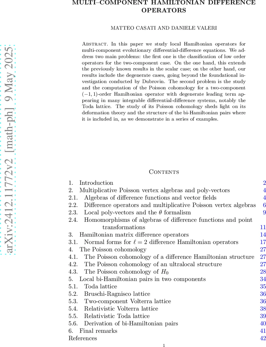 Multi-component Hamiltonian difference operators