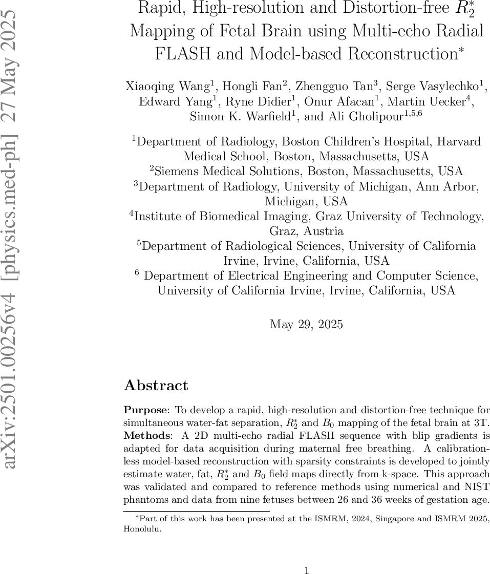 Rapid, High-resolution and Distortion-free $R_{2}^{*}$ Mapping of Fetal Brain using Multi-echo Radial FLASH and Model-based Reconstruction