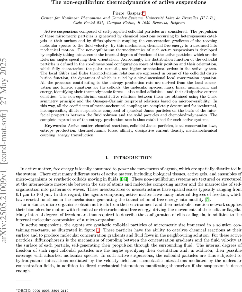The non-equilibrium thermodynamics of active suspensions
