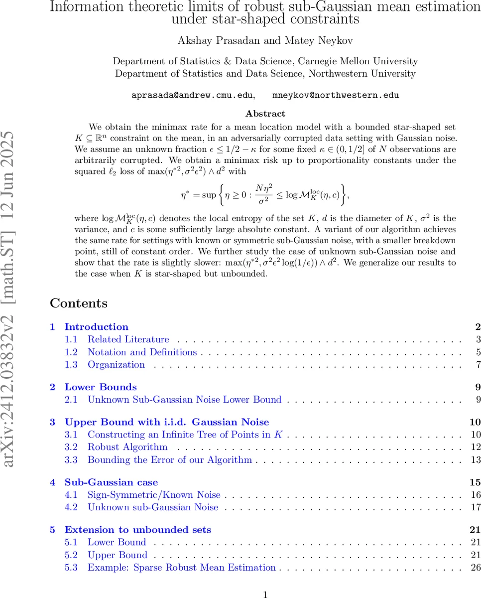 Information theoretic limits of robust sub-Gaussian mean estimation under star-shaped constraints