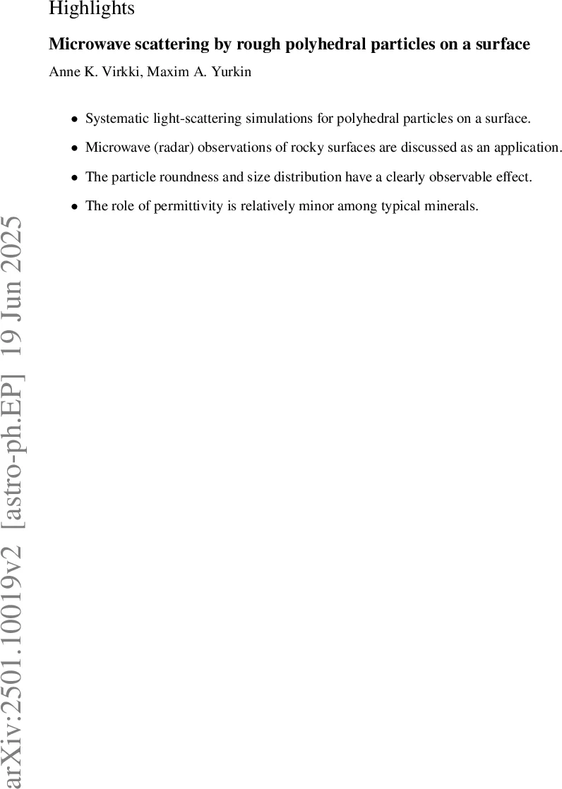 Microwave scattering by rough polyhedral particles on a surface