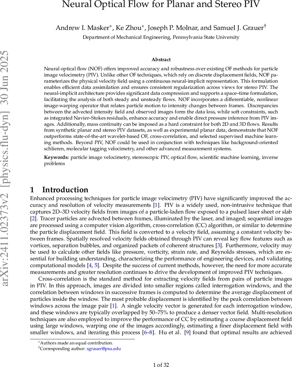 Neural optical flow for planar and stereo PIV