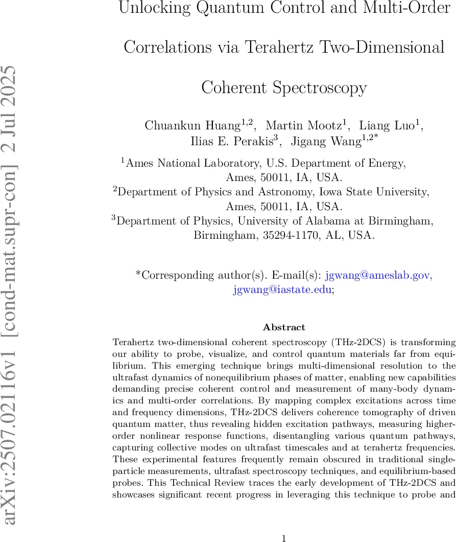 Unlocking Quantum Control and Multi-Order Correlations via Terahertz Two-Dimensional Coherent Spectroscopy