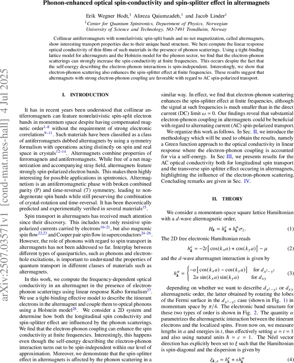 Phonon-enhanced optical spin-conductivity and spin-splitter effect in altermagnets