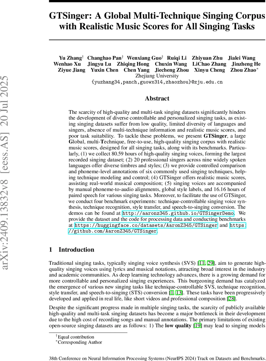 GTSinger: A Global Multi-Technique Singing Corpus with Realistic Music Scores for All Singing Tasks