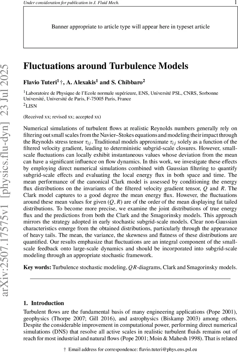 Fluctuations around Turbulence Models