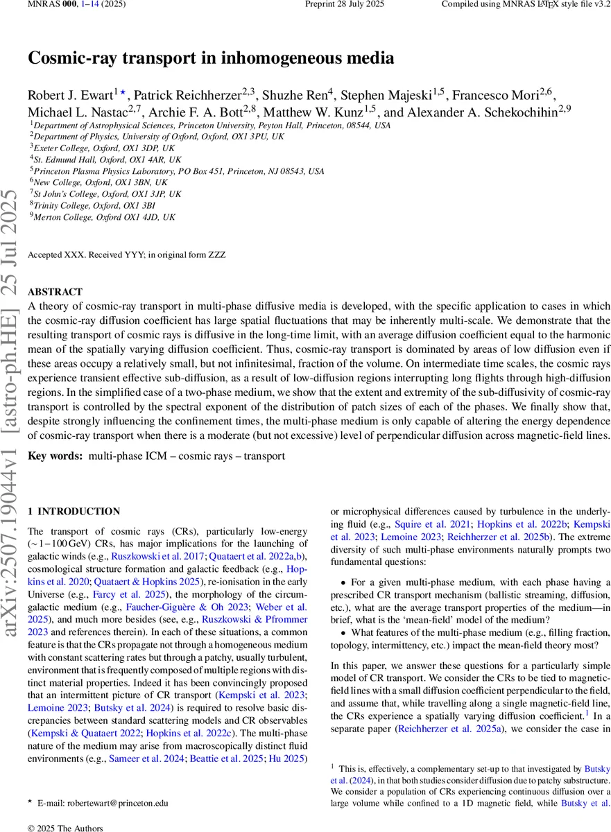 Cosmic-ray transport in inhomogeneous media
