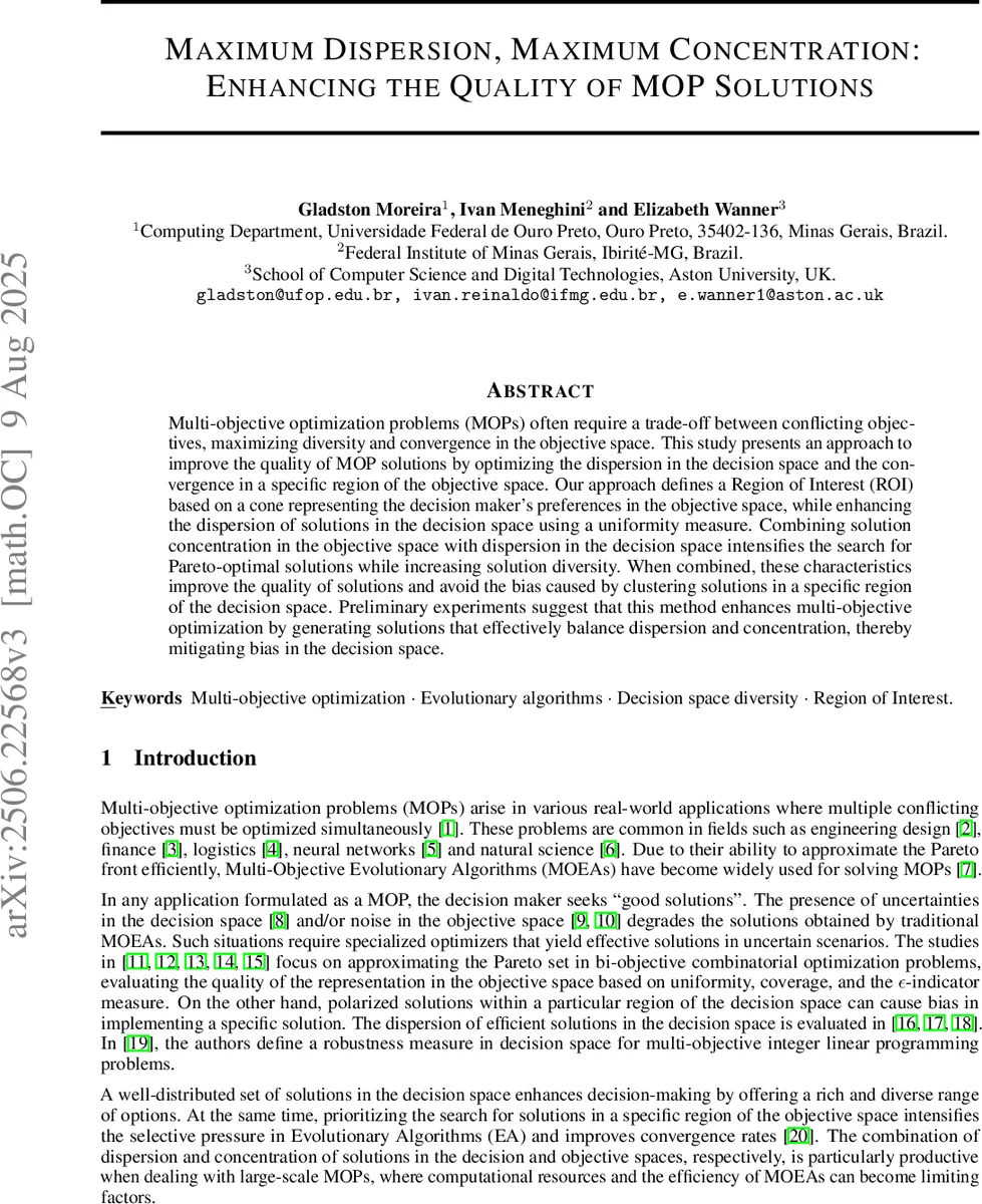 Maximum Dispersion, Maximum Concentration: Enhancing the Quality of MOP Solutions