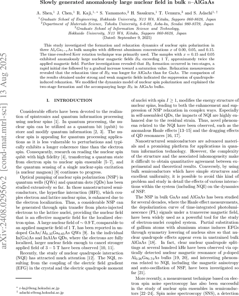 Slowly generated anomalously large nuclear field in bulk n-AlGaAs