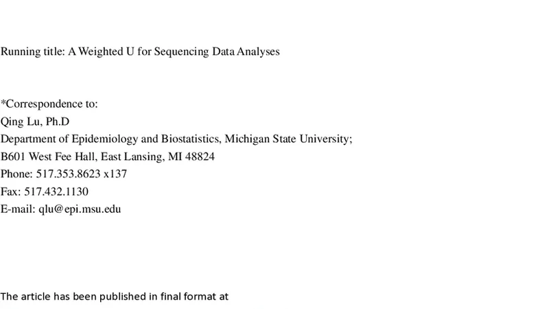 A Weighted U Statistic for Genetic Association Analyses of Sequencing Data