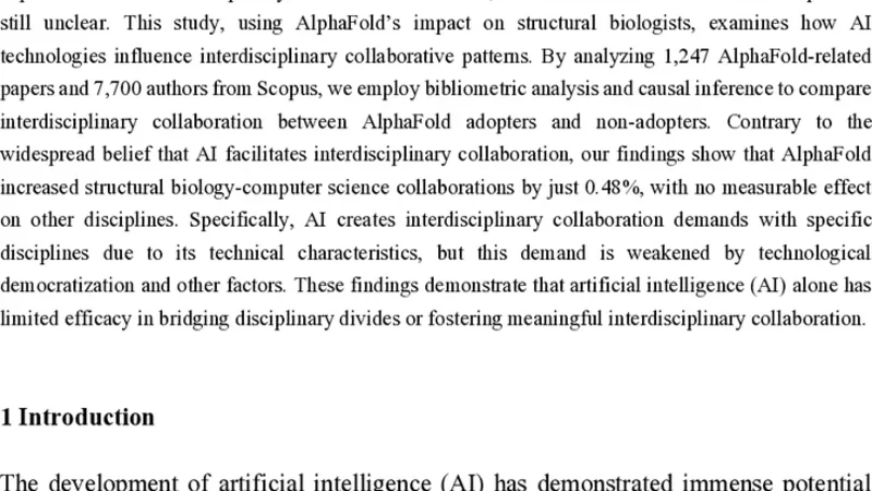 The Role of AI in Facilitating Interdisciplinary Collaboration: Evidence from AlphaFold