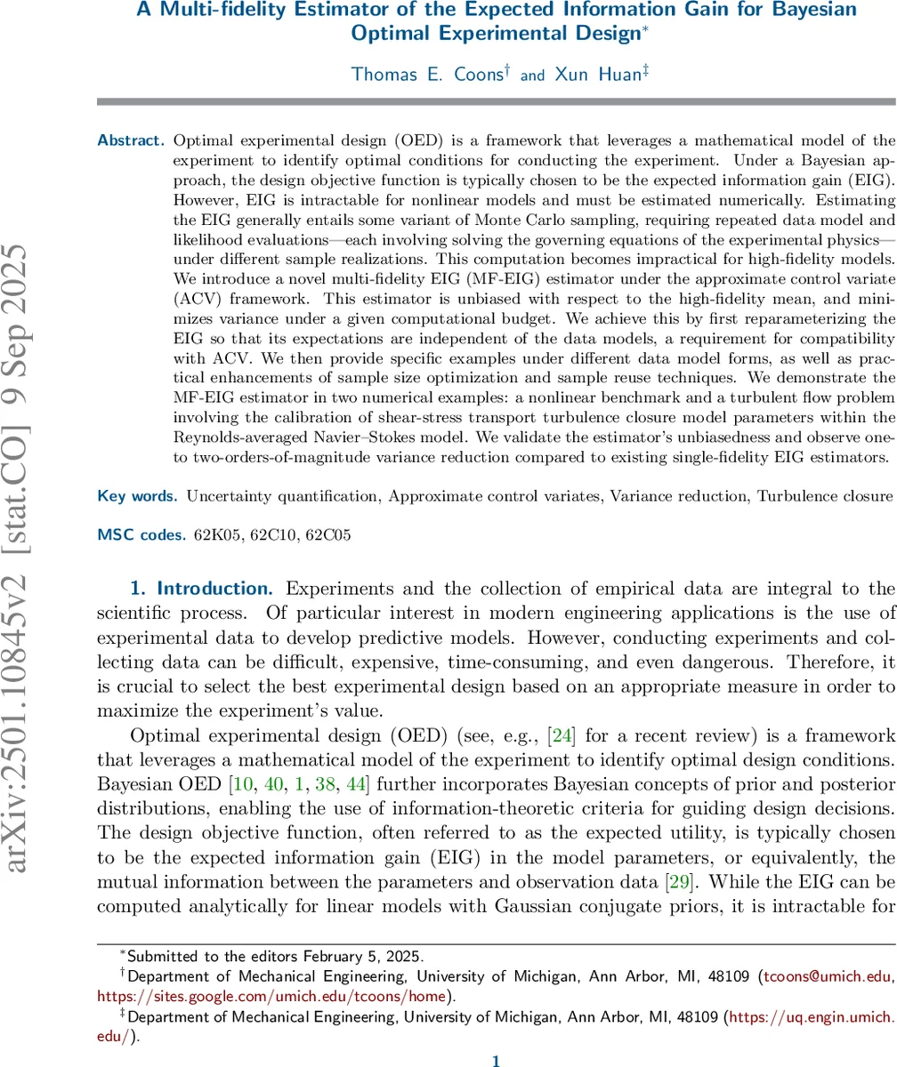 A Multi-fidelity Estimator of the Expected Information Gain for Bayesian Optimal Experimental Design
