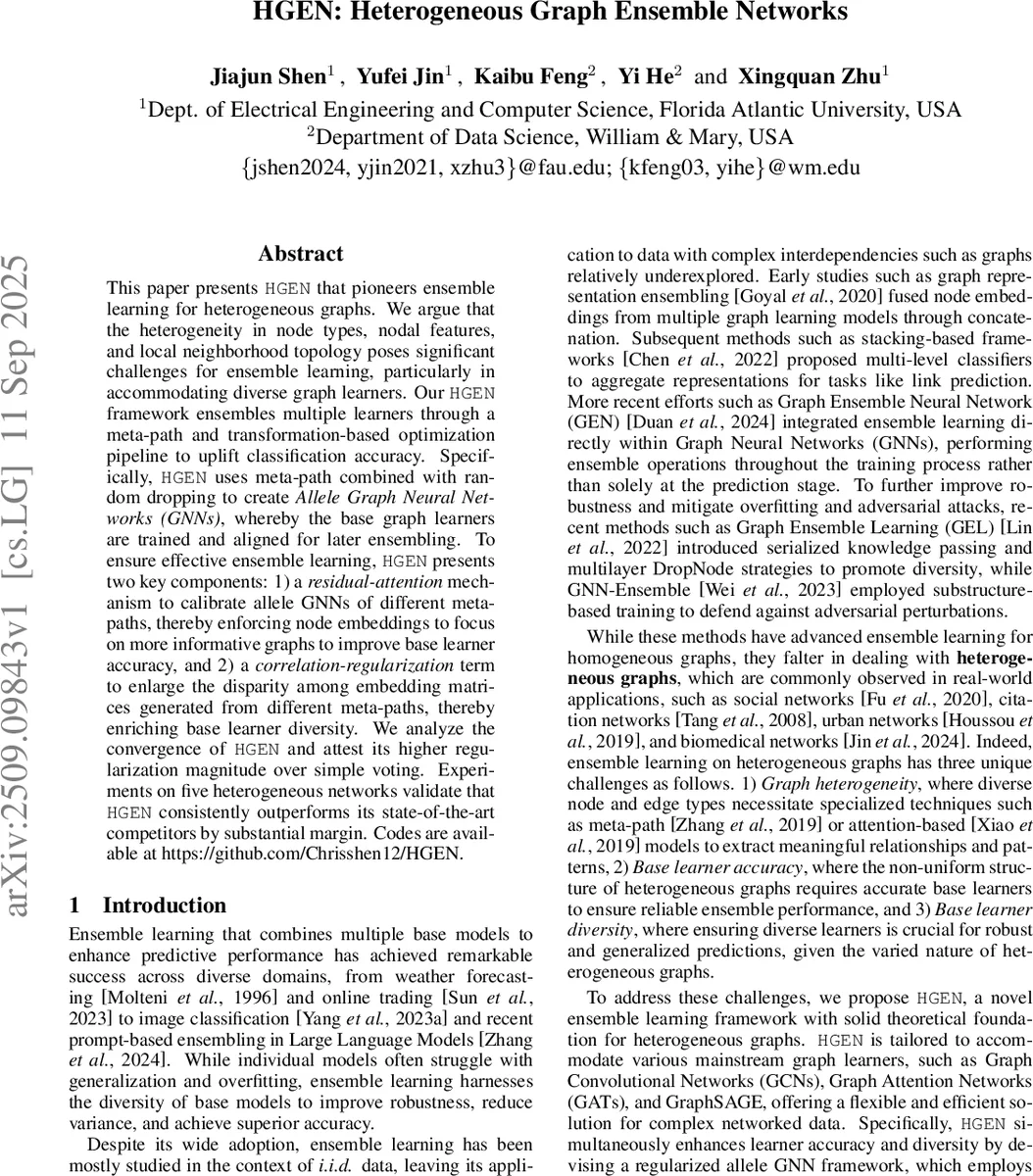 HGEN: Heterogeneous Graph Ensemble Networks
