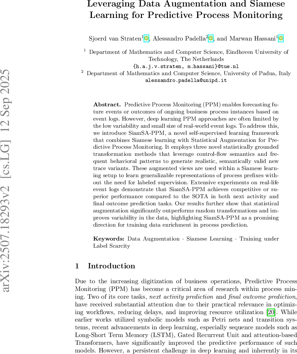 Leveraging Data Augmentation and Siamese Learning for Predictive Process Monitoring