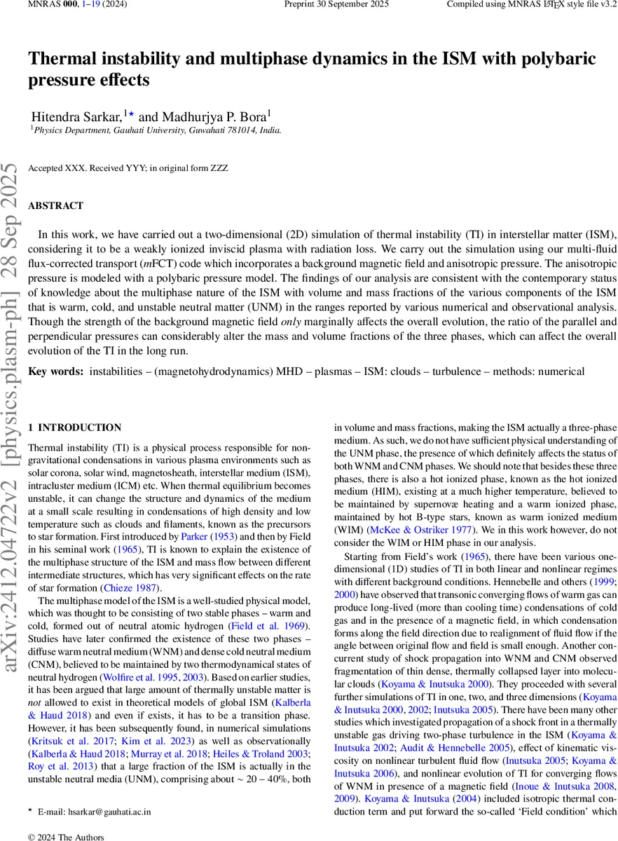 Thermal instability and multiphase dynamics in the ISM with polybaric pressure effects