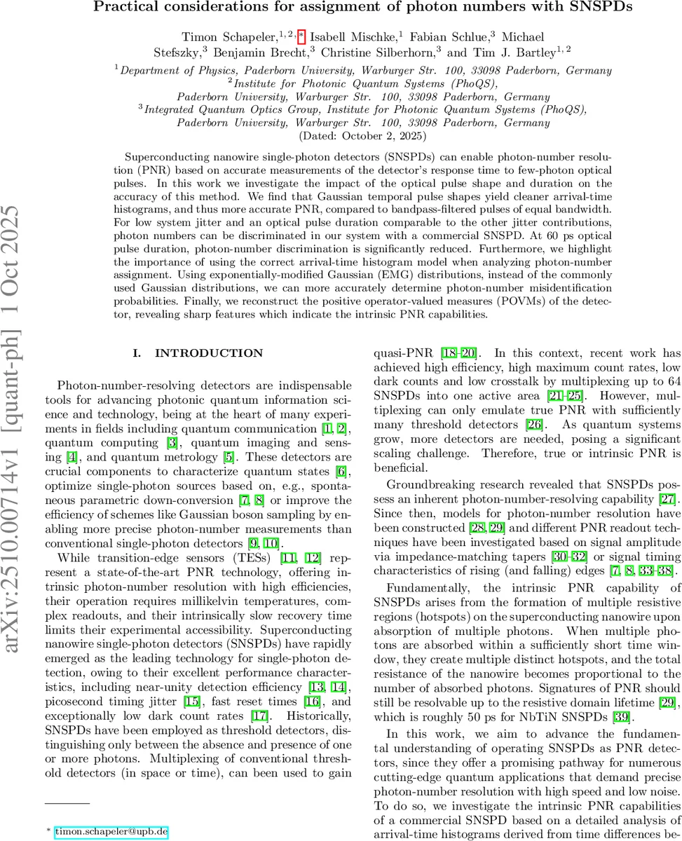 Practical considerations for assignment of photon numbers with SNSPDs