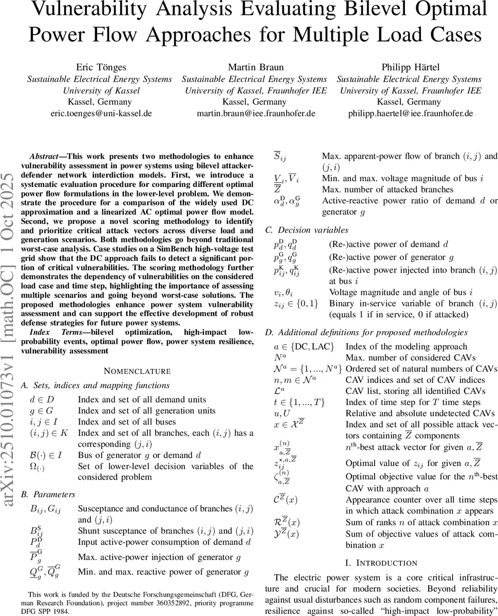 Vulnerability Analysis Evaluating Bilevel Optimal Power Flow Approaches for Multiple Load Cases