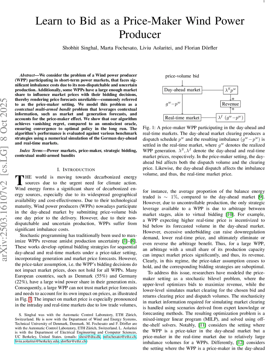 Learn to Bid as a Price-Maker Wind Power Producer