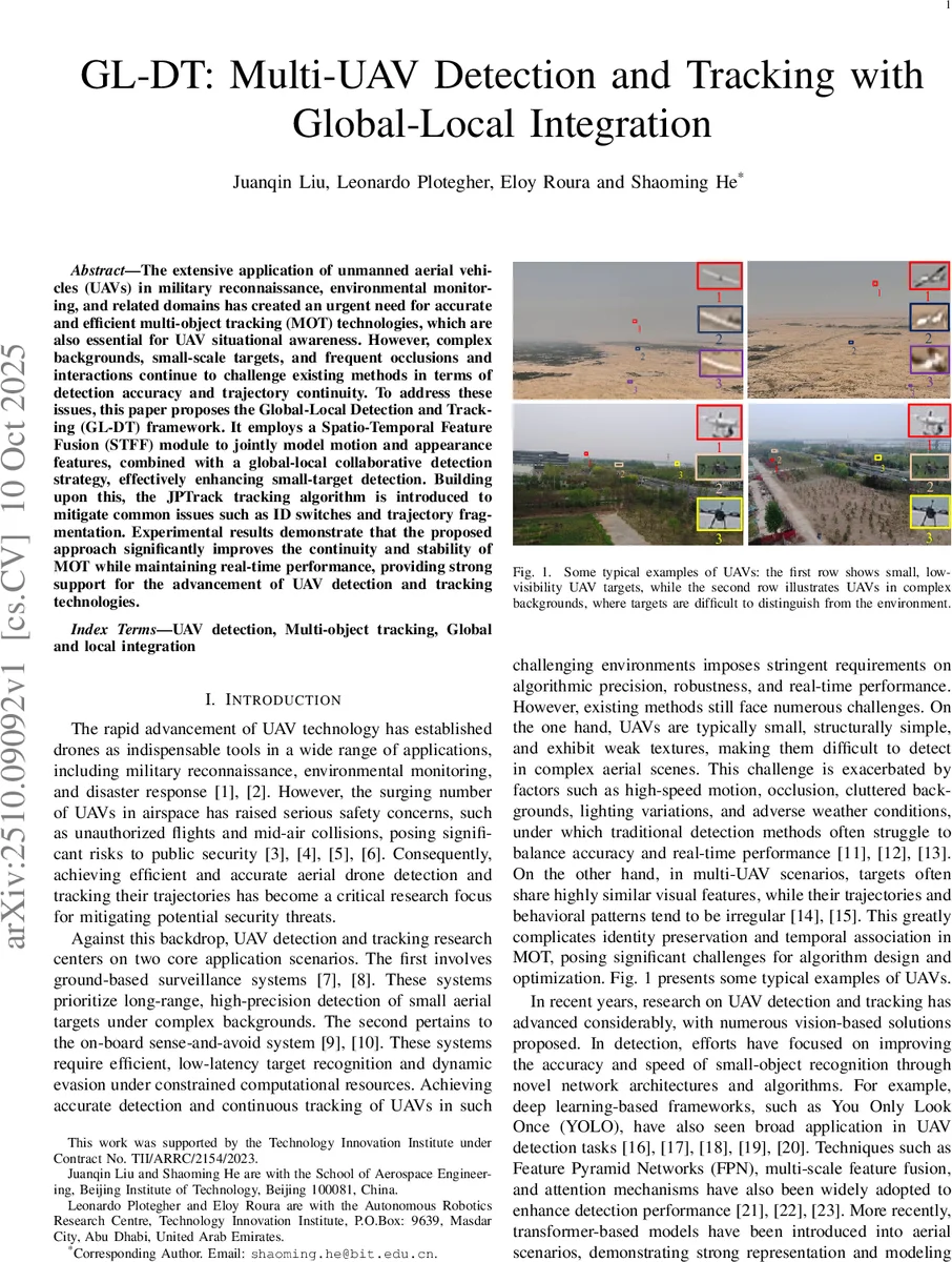 GL-DT: Multi-UAV Detection and Tracking with Global-Local Integration