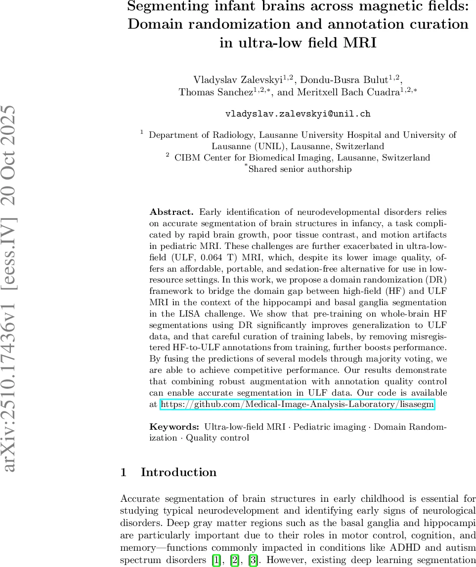 Segmenting infant brains across magnetic fields: Domain randomization and annotation curation in ultra-low field MRI