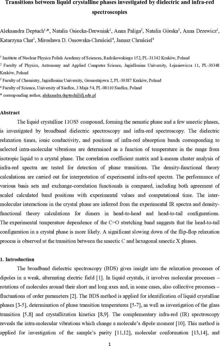 Transitions between liquid crystalline phases investigated by dielectric and infra-red spectroscopies