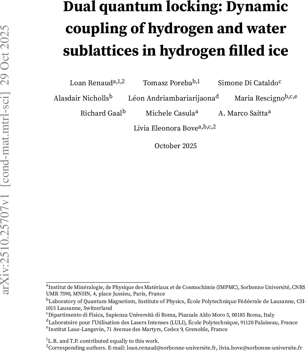 Dual quantum locking: Dynamic coupling of hydrogen and water sublattices in hydrogen filled ice