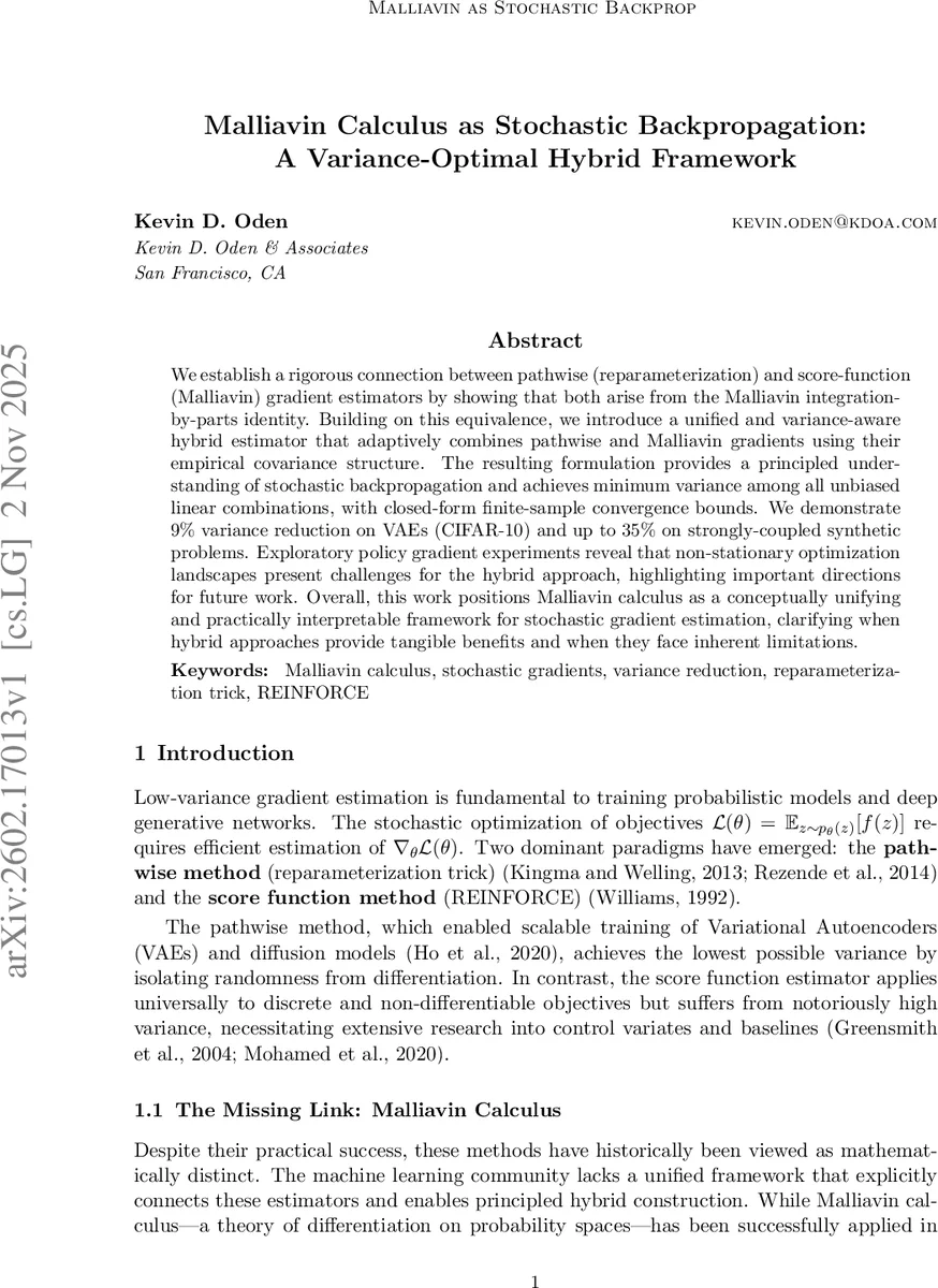 Malliavin Calculus as Stochastic Backpropogation