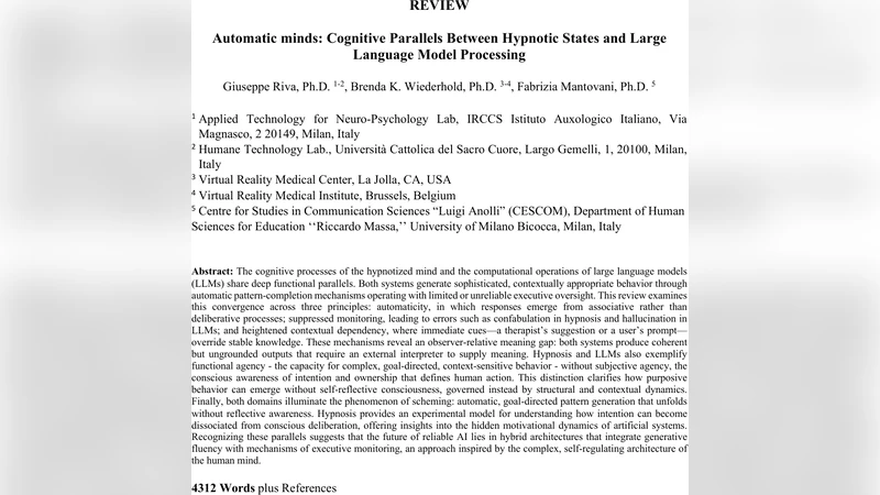 Automatic Minds: Cognitive Parallels Between Hypnotic States and Large Language Model Processing