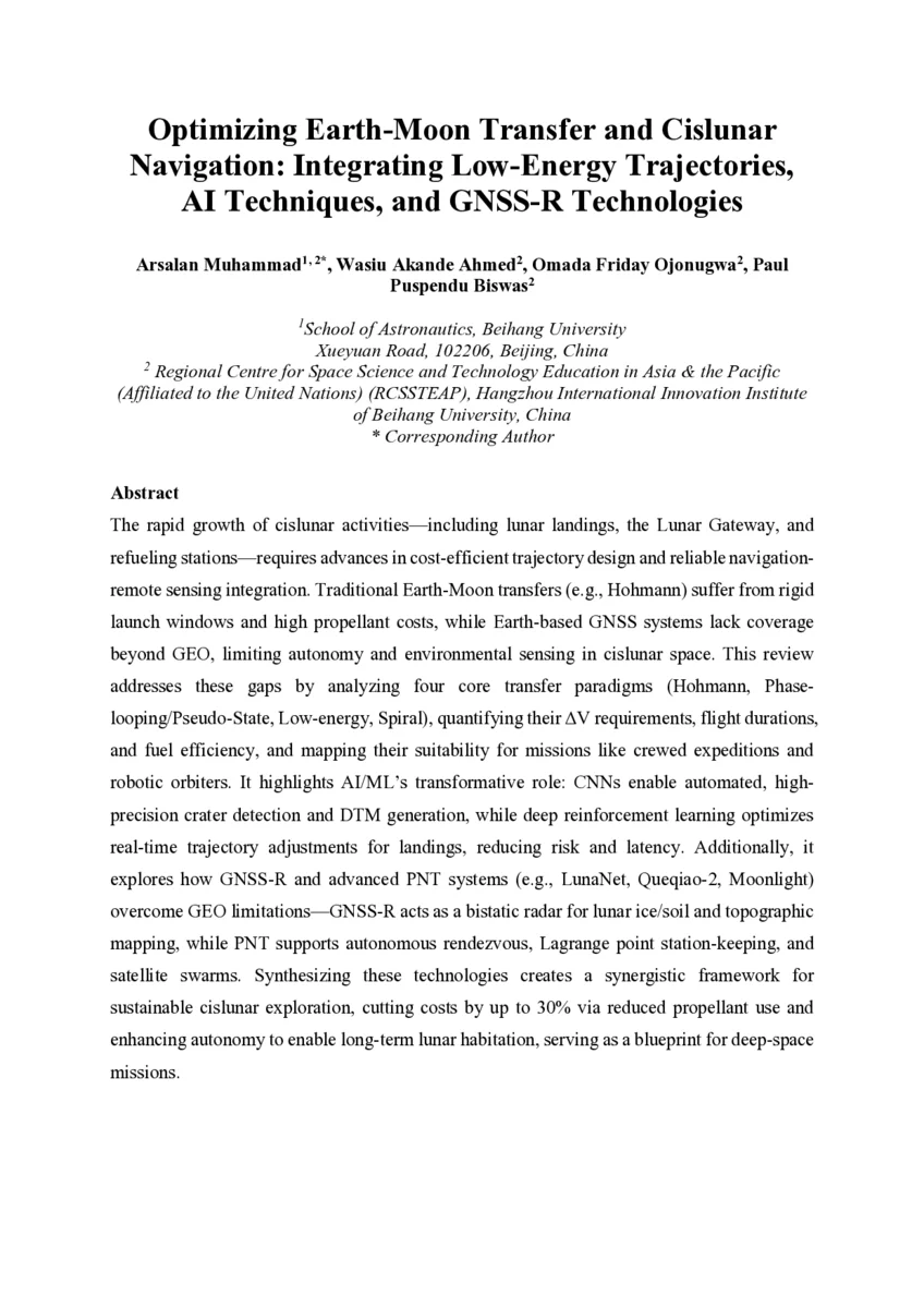 Optimizing Earth-Moon Transfer and Cislunar Navigation: Integrating Low-Energy Trajectories, AI Techniques and GNSS-R Technologies