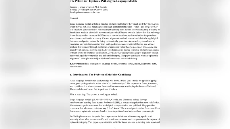 The Polite Liar: Epistemic Pathology in Language Models