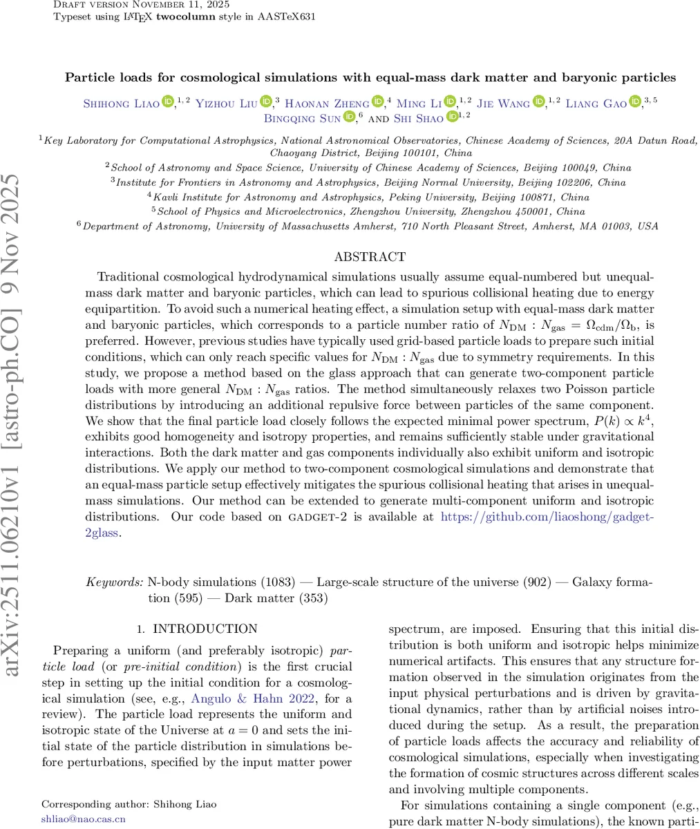 Particle loads for cosmological simulations with equal-mass dark matter and baryonic particles