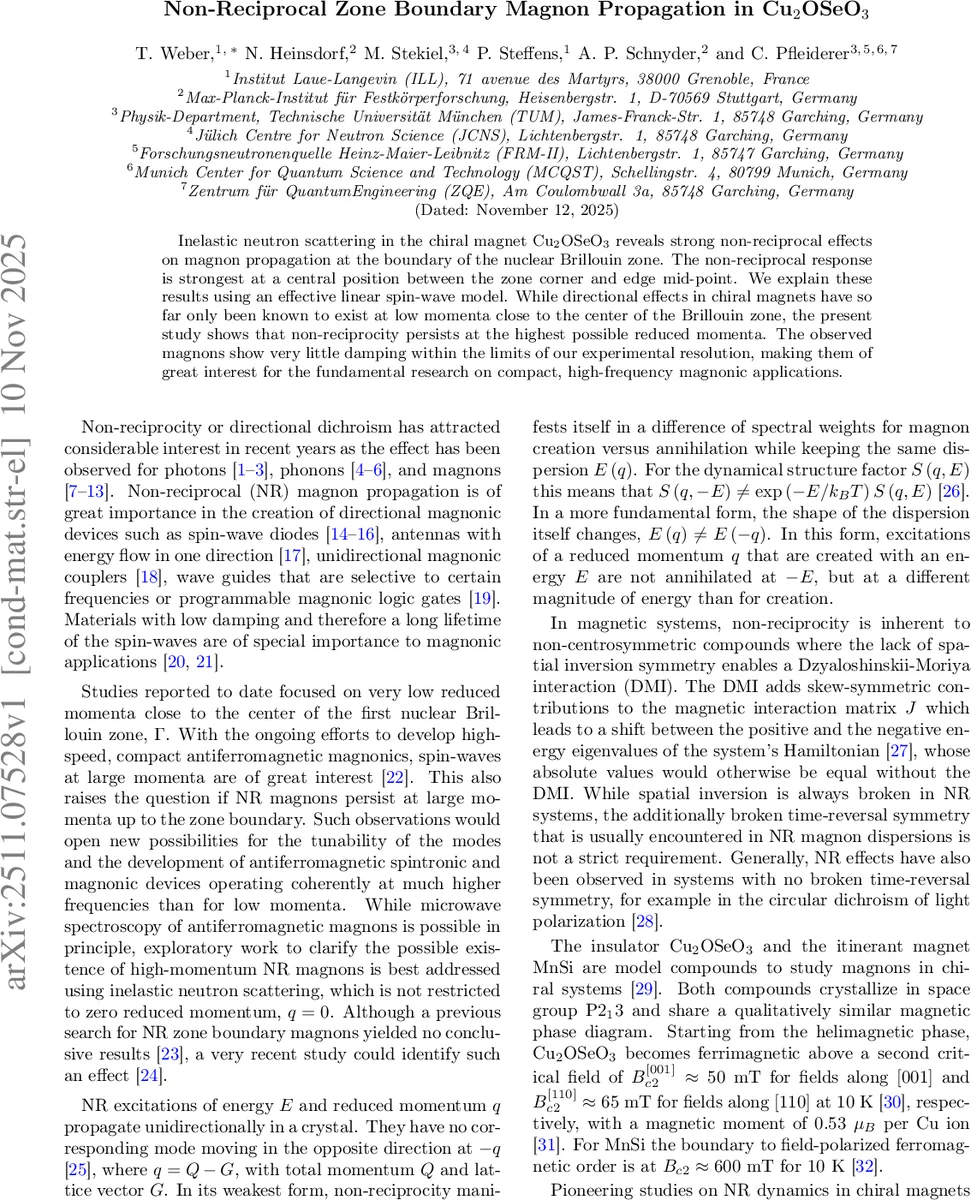 Non-Reciprocal Zone Boundary Magnon Propagation in Cu$_2$OSeO$_3$