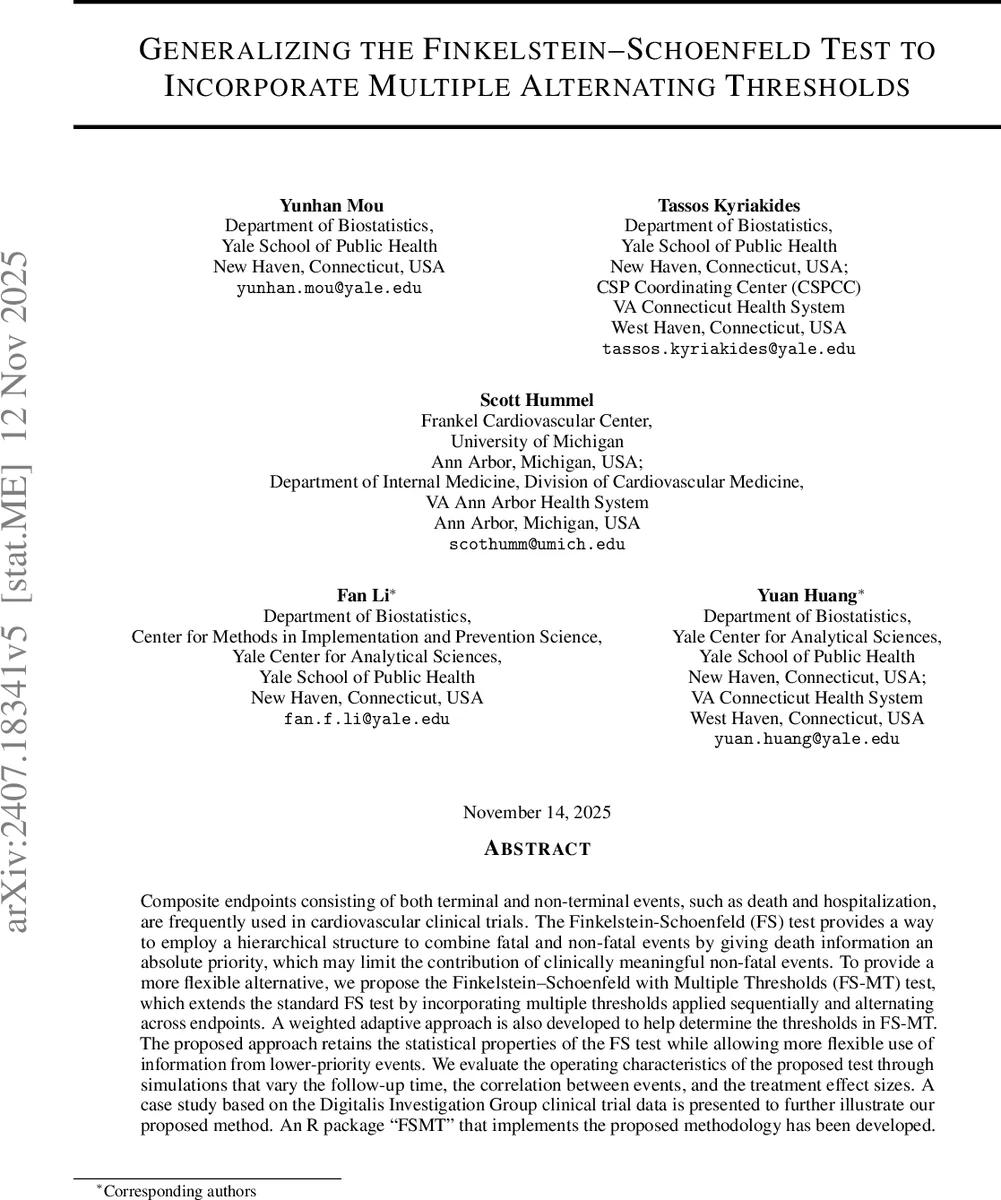 Generalizing the Finkelstein-Schoenfeld Test to Incorporate Multiple Alternating Thresholds