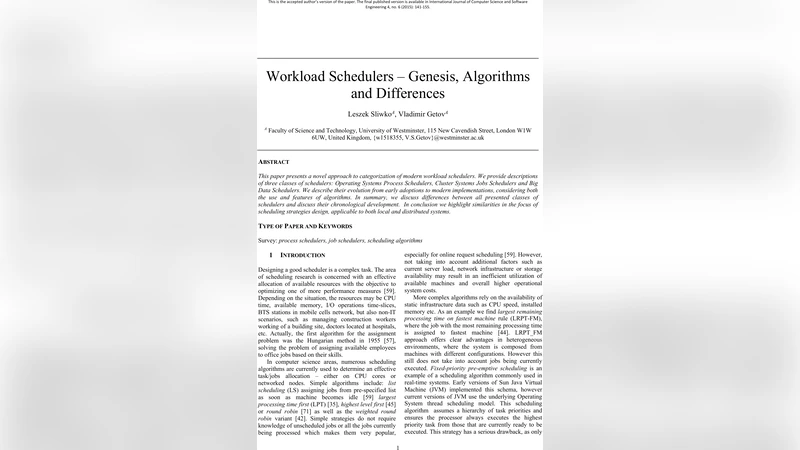 Workload Schedulers -- Genesis, Algorithms and Differences