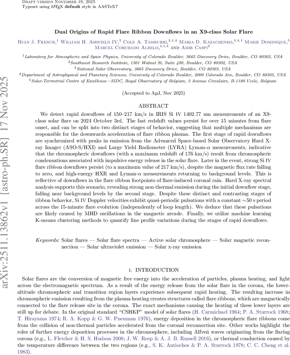 Dual Origins of Rapid Flare Ribbon Downflows in an X9-class Solar Flare