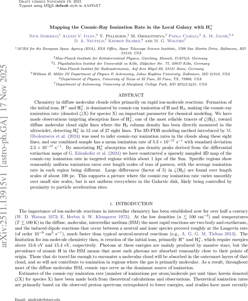 Mapping the Cosmic-Ray Ionization Rate in the Local Galaxy with H$_3^+$