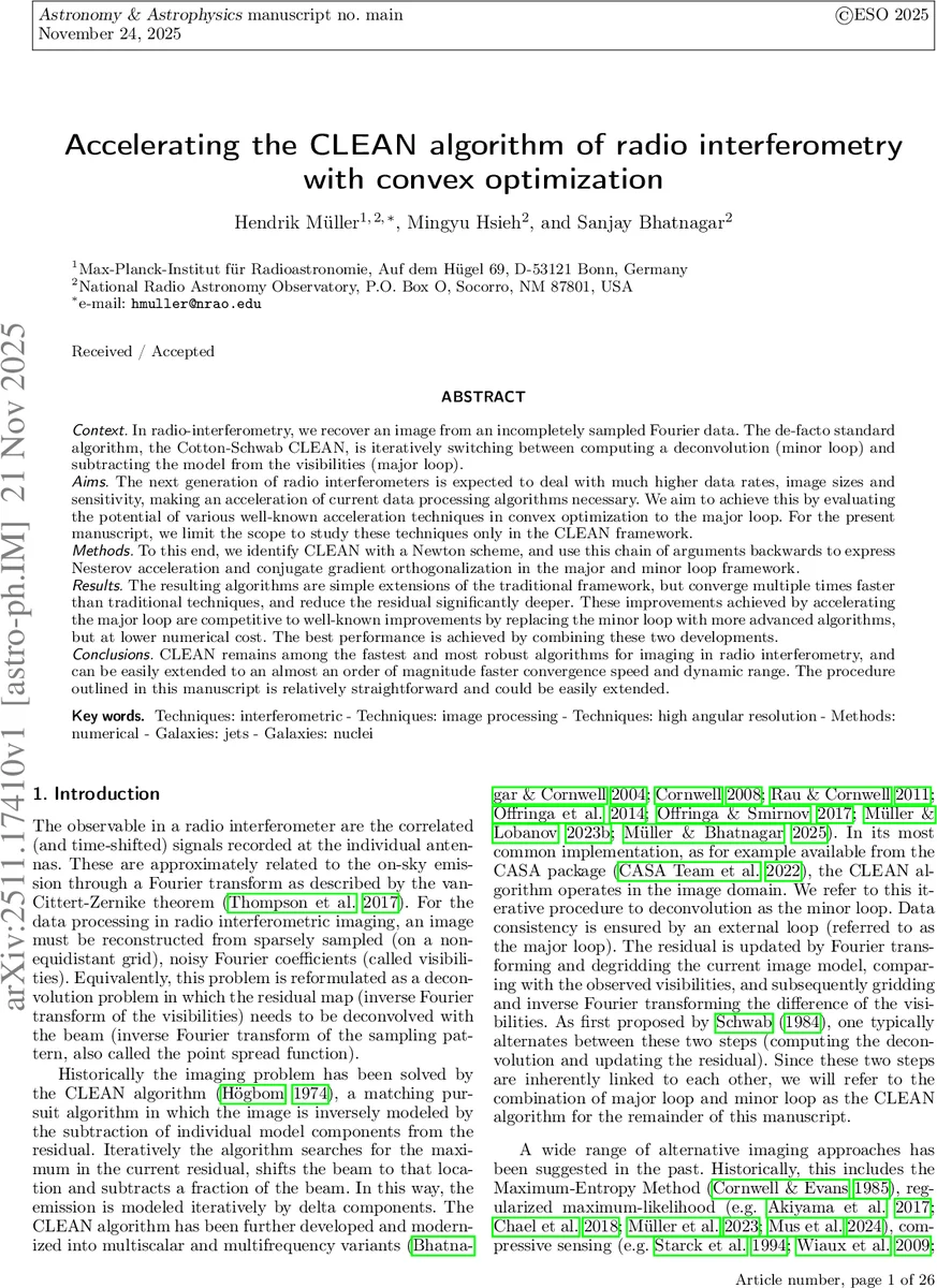Accelerating the CLEAN algorithm of radio interferometry with convex optimization