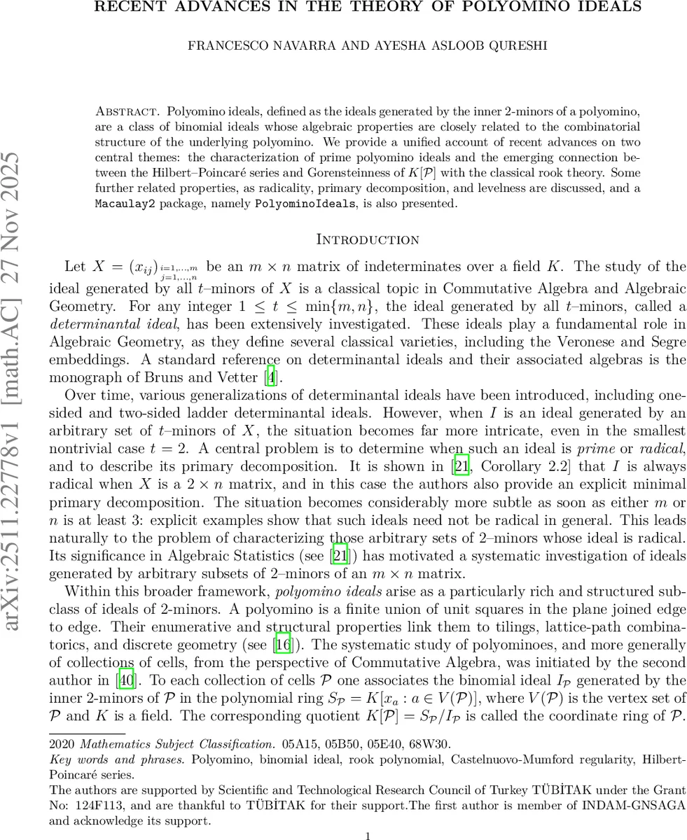 Recent Advances in the Theory of Polyomino Ideals
