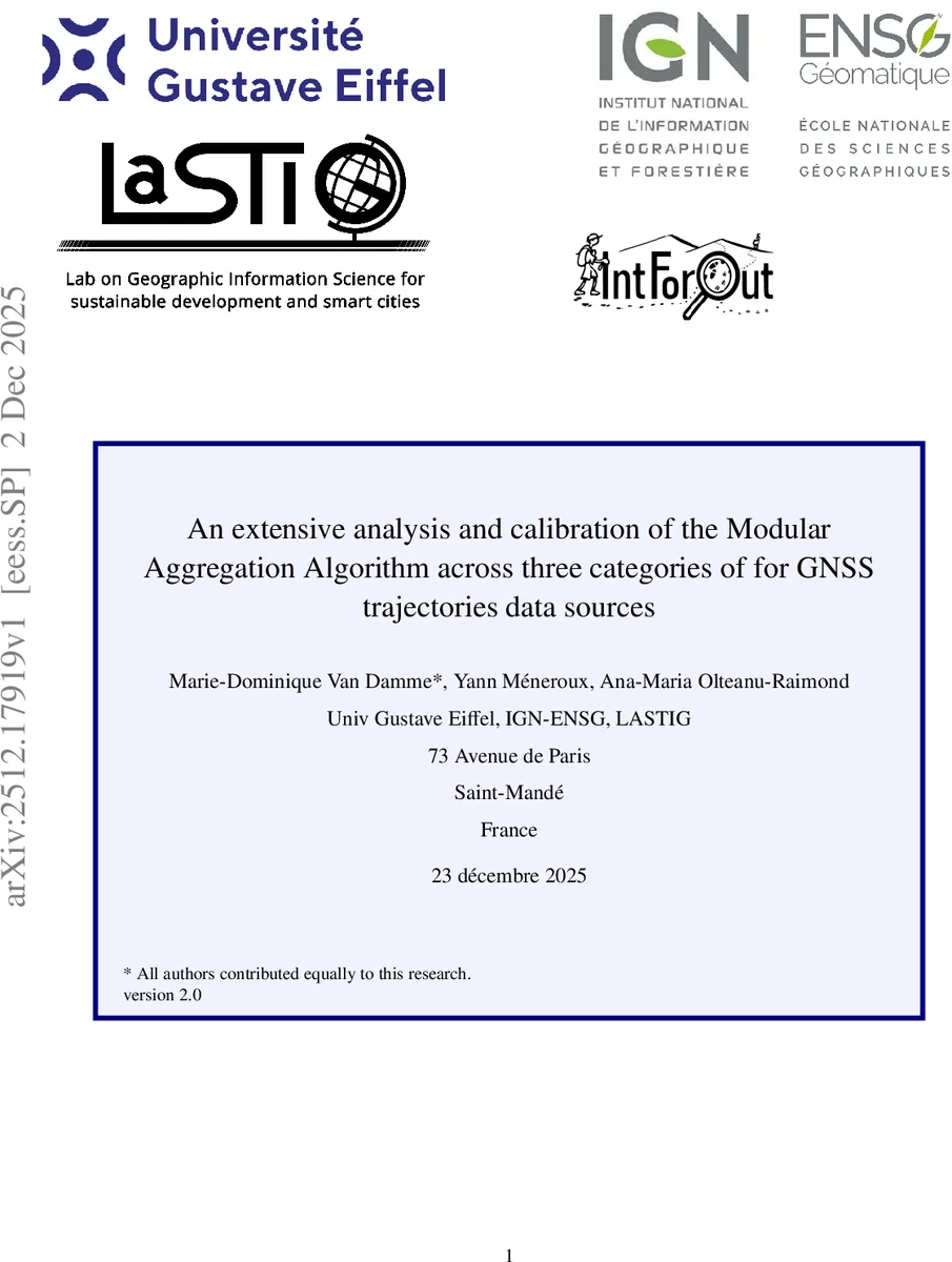 An extensive analysis and calibration of the Modular Aggregation Algorithm across three categories of for GNSS trajectories data sources