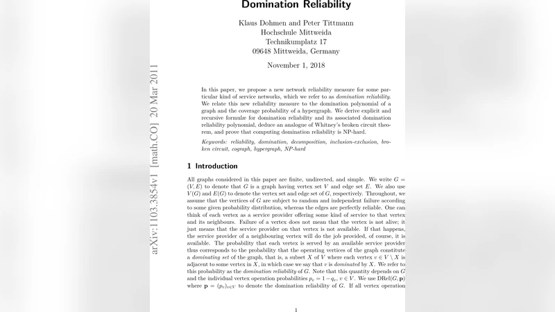 Domination Reliability