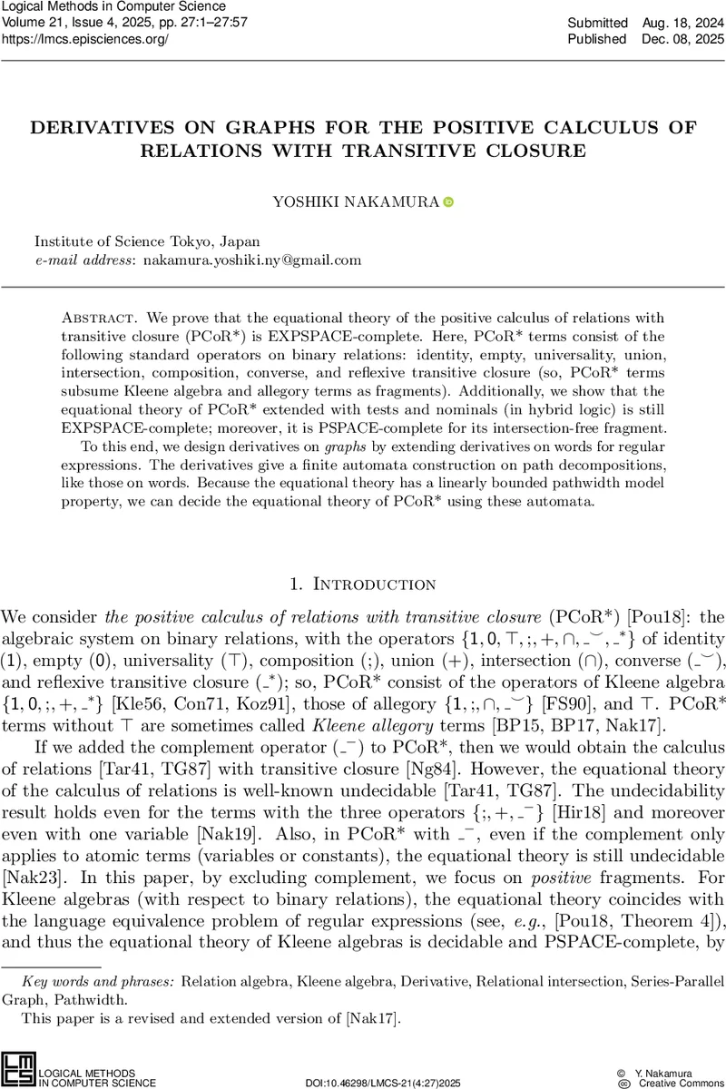 Derivatives on Graphs for the Positive Calculus of Relations with Transitive Closure