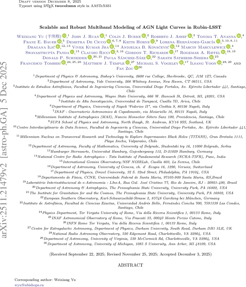 Scalable and Robust Multiband Modeling of AGN Light Curves in Rubin-LSST