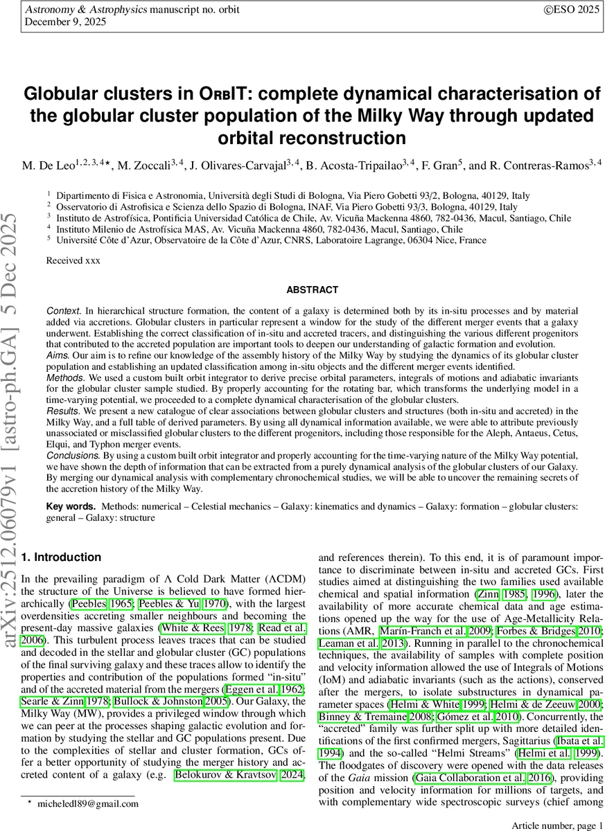 Globular clusters in 	extsc{OrbIT}: complete dynamical characterisation of the globular cluster population of the Milky Way through updated orbital reconstruction