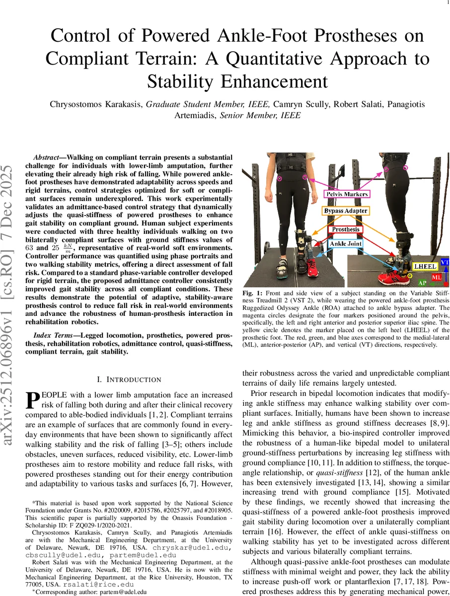 Control of Powered Ankle-Foot Prostheses on Compliant Terrain: A Quantitative Approach to Stability Enhancement