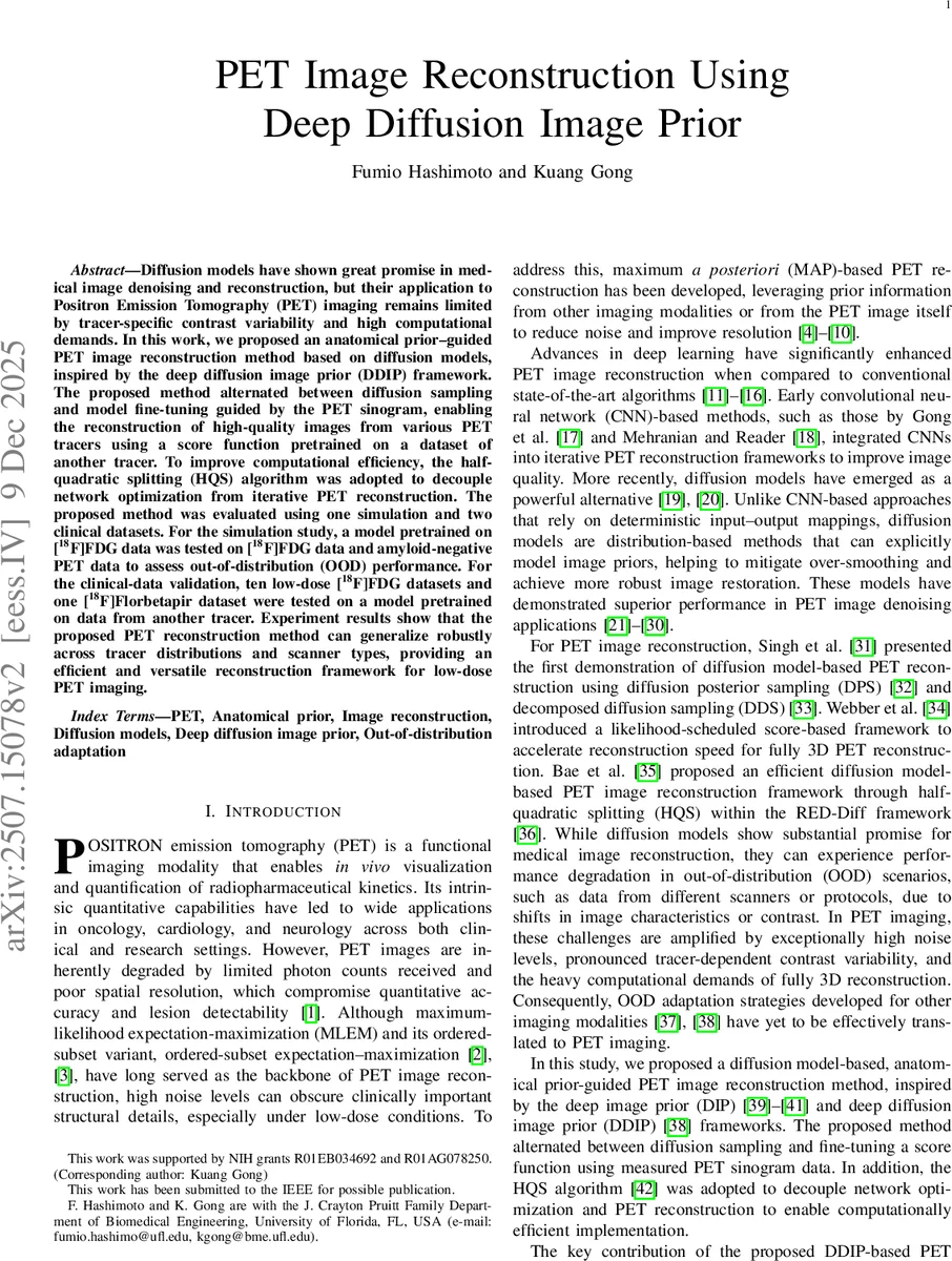 PET Image Reconstruction Using Deep Diffusion Image Prior